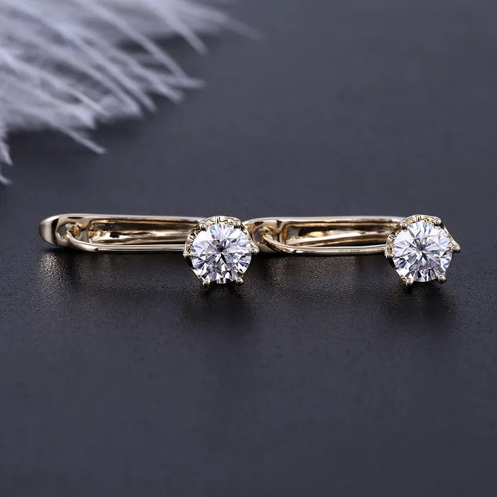Luxus Moissanite Rings Jewelry Earrings 14k Yellow Gold Drop Moissanite Earrings ctw