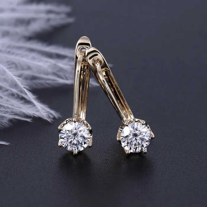 Luxus Moissanite Rings Jewelry Earrings 14k Yellow Gold Drop Moissanite Earrings ctw