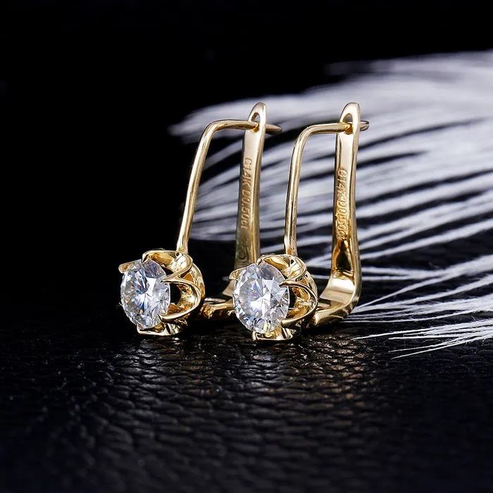 Luxus Moissanite Rings Jewelry Earrings 14k Yellow Gold Drop Moissanite Earrings ctw