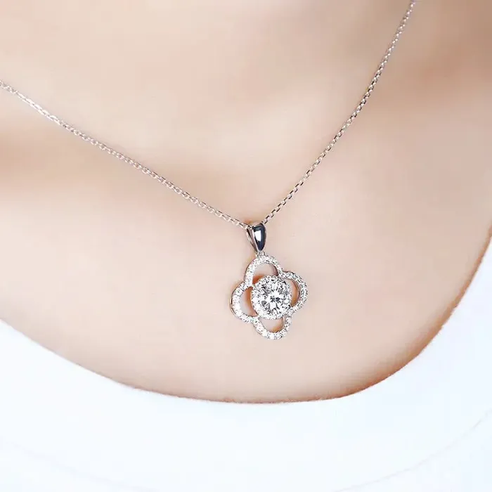Luxus Moissanite Rings Jewelry Necklaces 14k White Gold Moissanite Necklace Pendant Jewelry 1ct Center Stone