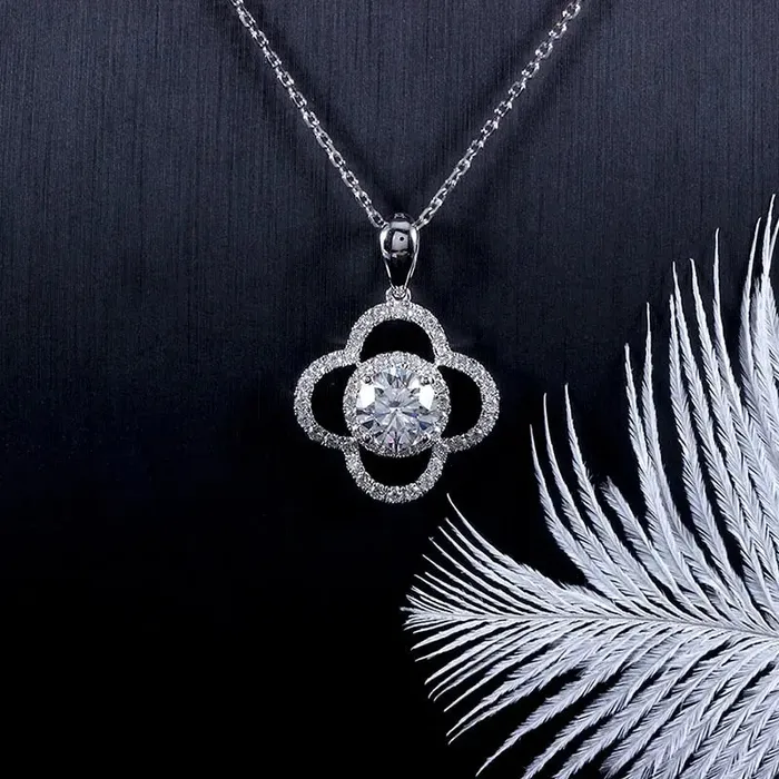 Luxus Moissanite Rings Jewelry Necklaces 14k White Gold Moissanite Necklace Pendant Jewelry 1ct Center Stone