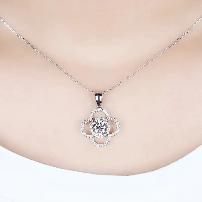 Luxus Moissanite Rings Jewelry Necklaces 14k White Gold Moissanite Necklace Pendant Jewelry 1ct Center Stone