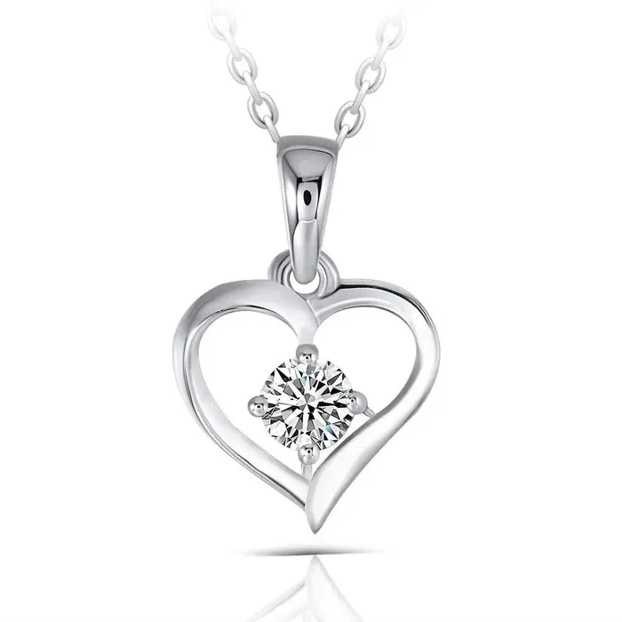 Luxus Moissanite Rings Jewelry Necklaces Moissanite Best Heart Necklace Platinum Plated Silver 03ct