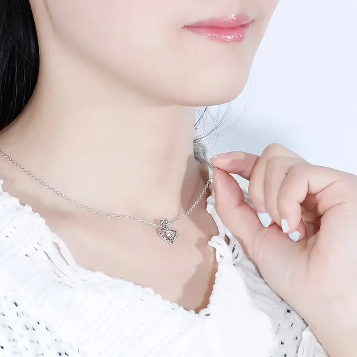 Luxus Moissanite Rings Jewelry Necklaces Moissanite Best Heart Necklace Platinum Plated Silver 03ct