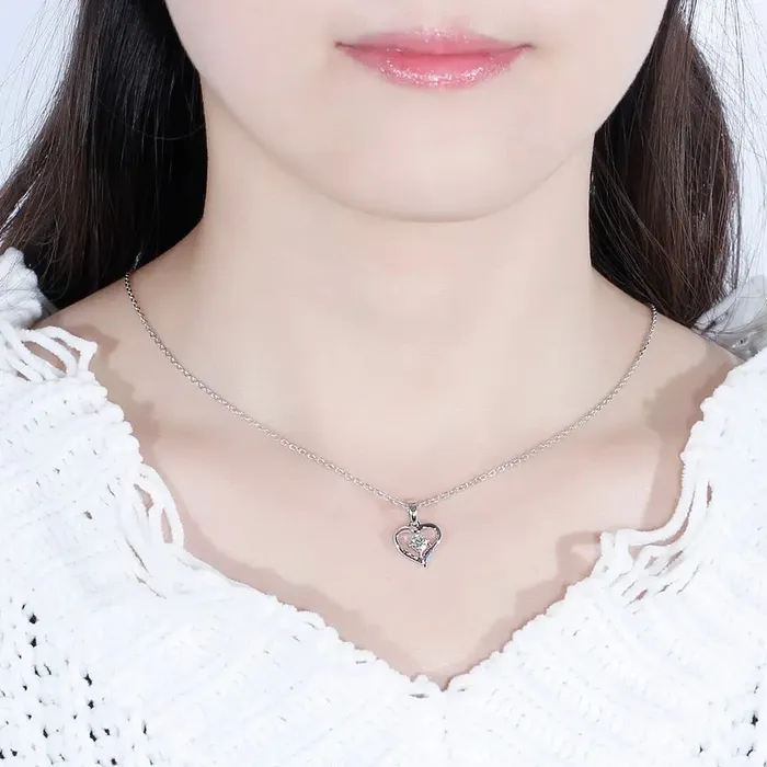 Luxus Moissanite Rings Jewelry Necklaces Moissanite Best Heart Necklace Platinum Plated Silver 03ct