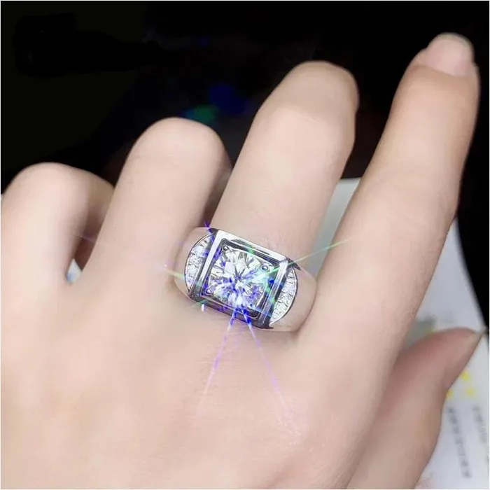 Luxus Moissanite Rings Jewelry Rings White Gold Plated Wide Band Moissanite Ring 1ct 2ct Options