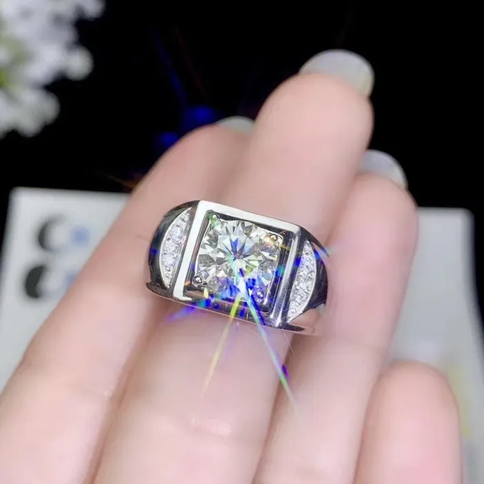 Luxus Moissanite Rings Jewelry Rings White Gold Plated Wide Band Moissanite Ring 1ct 2ct Options