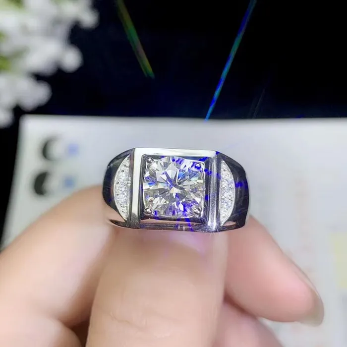 Luxus Moissanite Rings Jewelry Rings White Gold Plated Wide Band Moissanite Ring 1ct 2ct Options