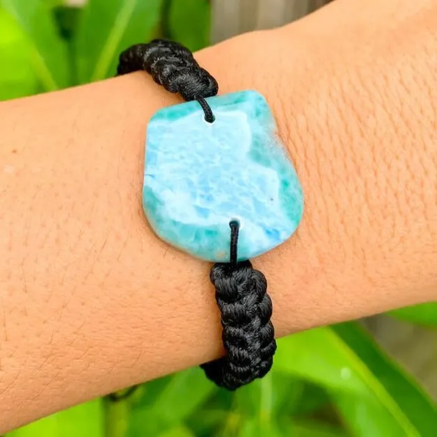Magic Crystals Bracelets Ocean Blue Larimar Adjustable Macrame Bracelet