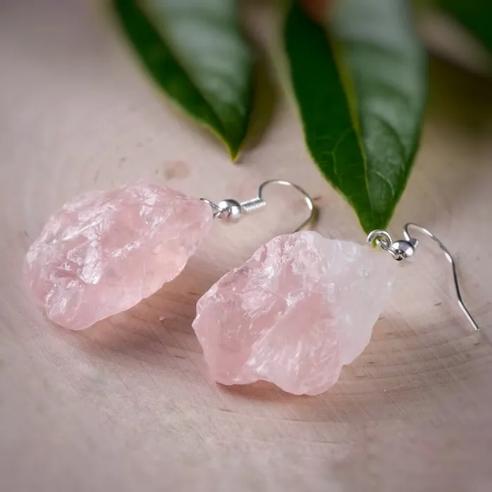 Magic Crystals Earrings Rose Quartz Crystal Dangle Earrings
