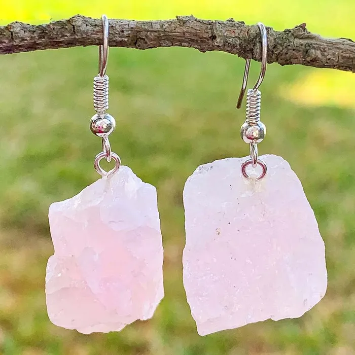 Magic Crystals Earrings Rose Quartz Crystal Dangle Earrings