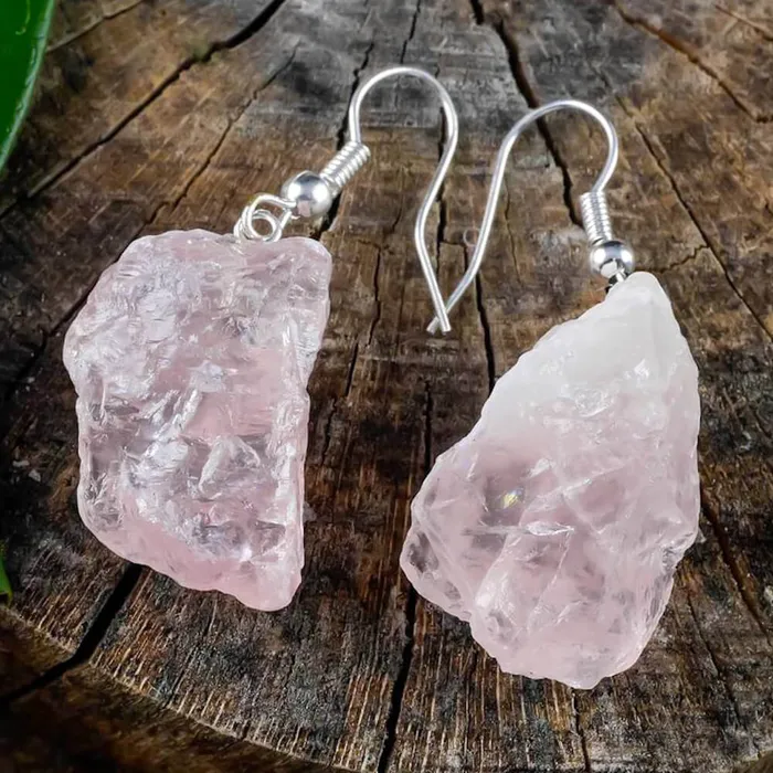Magic Crystals Earrings Rose Quartz Crystal Dangle Earrings