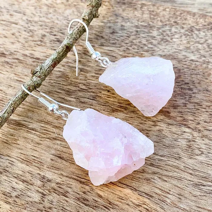 Magic Crystals Earrings Rose Quartz Crystal Dangle Earrings