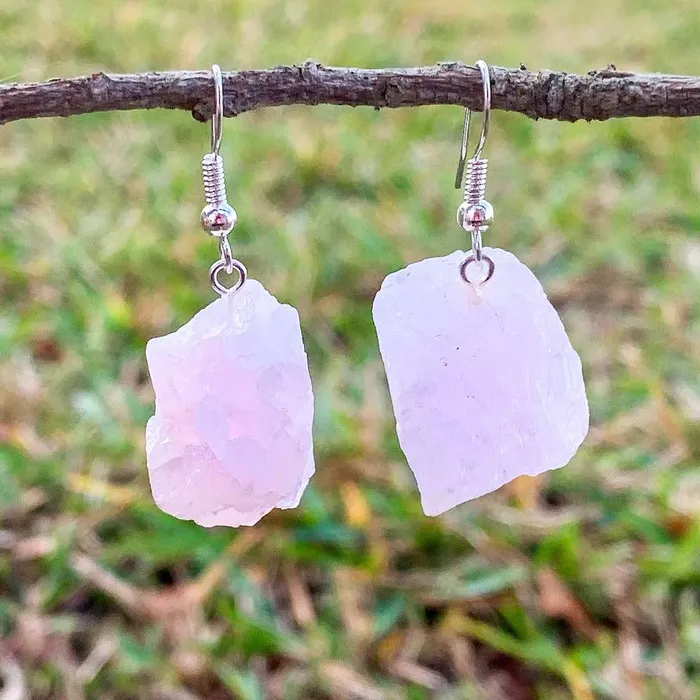 Magic Crystals Earrings Rose Quartz Crystal Dangle Earrings