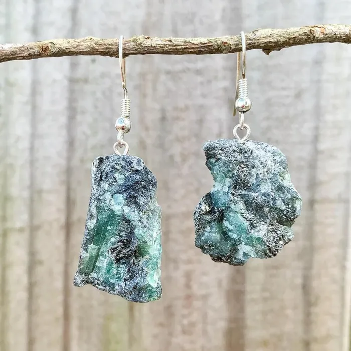 Magic Crystals Emerald Raw Dangle Earring Earrings