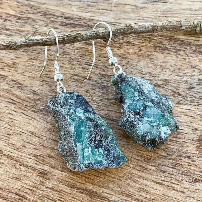 Magic Crystals Emerald Raw Dangle Earring Earrings