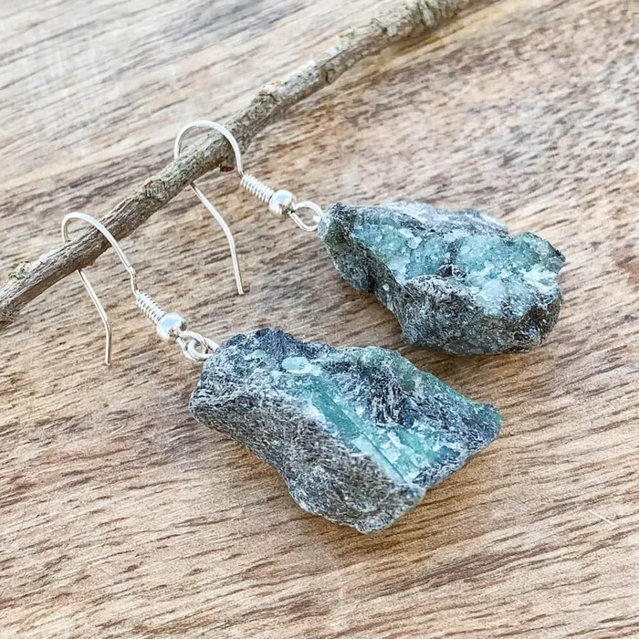 Magic Crystals Emerald Raw Dangle Earring Earrings