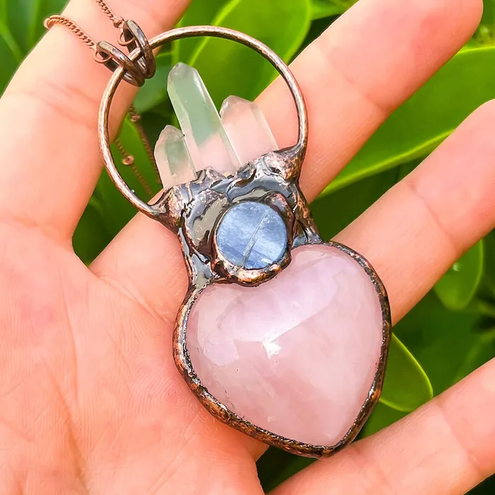 Magic Crystals Necklaces Natural Quartz Handcrafted Bronze Necklace