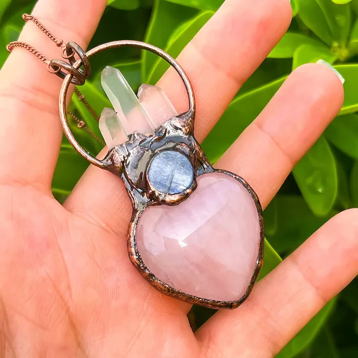 Magic Crystals Necklaces Natural Quartz Handcrafted Bronze Necklace