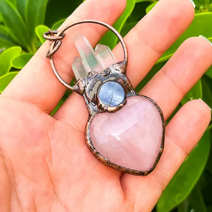 Magic Crystals Necklaces Natural Quartz Handcrafted Bronze Necklace