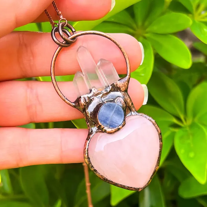 Magic Crystals Necklaces Natural Quartz Handcrafted Bronze Necklace