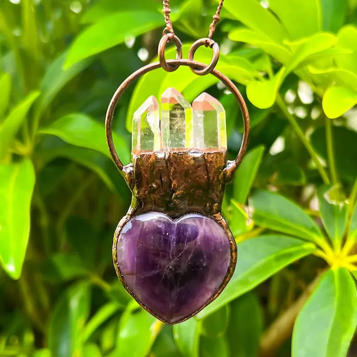 Magic Crystals Necklaces Natural Quartz Handcrafted Bronze Necklace