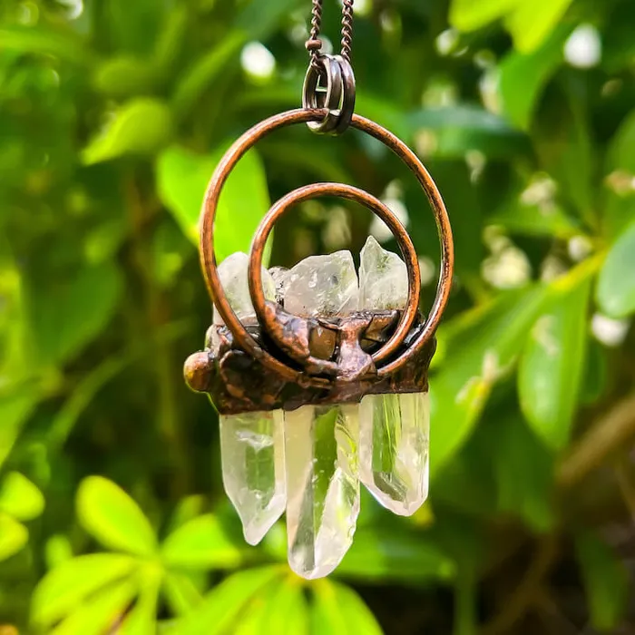 Magic Crystals Necklaces Natural Quartz Handcrafted Bronze Necklace