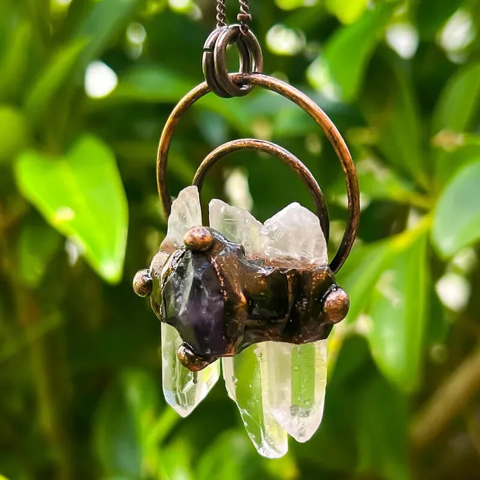 Magic Crystals Necklaces Natural Quartz Handcrafted Bronze Necklace