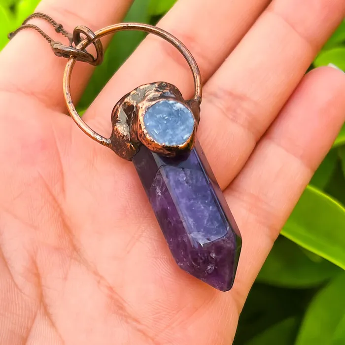 Magic Crystals Necklaces Natural Quartz Handcrafted Bronze Necklace