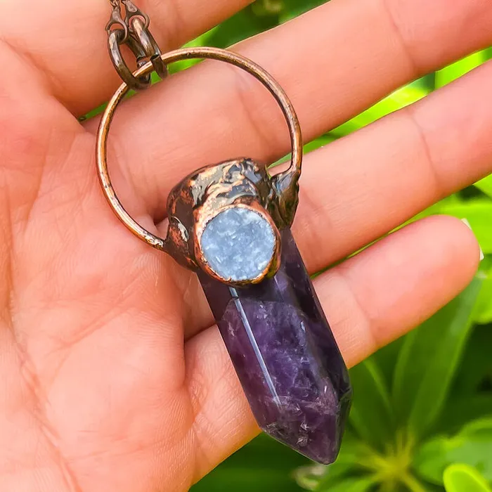 Magic Crystals Necklaces Natural Quartz Handcrafted Bronze Necklace