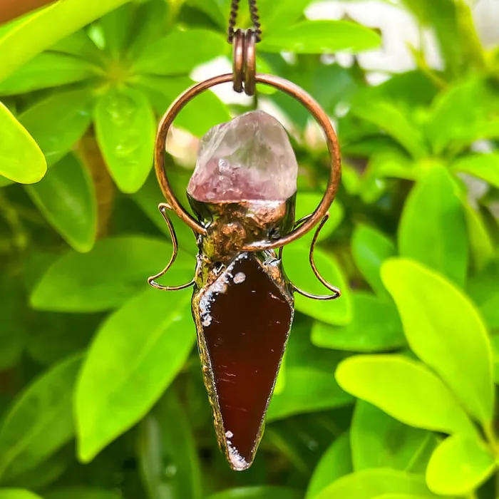 Magic Crystals Necklaces Natural Quartz Handcrafted Bronze Necklace