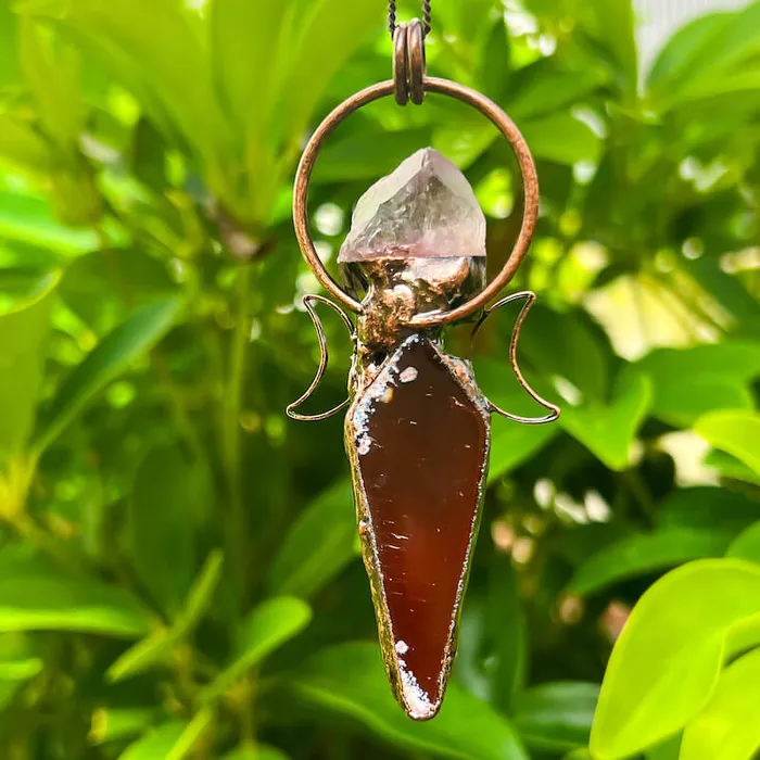 Magic Crystals Necklaces Natural Quartz Handcrafted Bronze Necklace