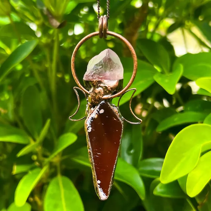 Magic Crystals Necklaces Natural Quartz Handcrafted Bronze Necklace
