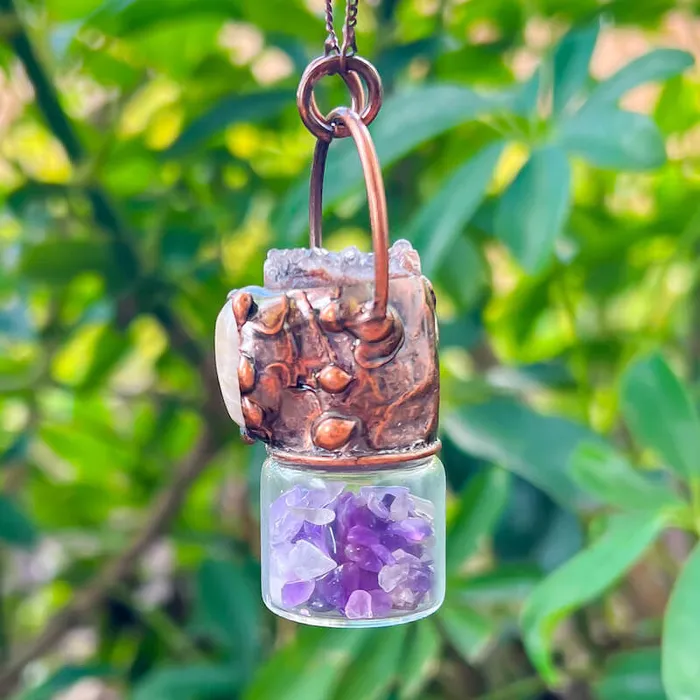 Magic Crystals Necklaces Natural Quartz Handcrafted Bronze Necklace