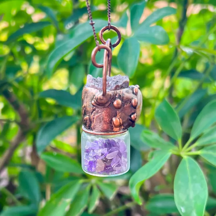 Magic Crystals Necklaces Natural Quartz Handcrafted Bronze Necklace