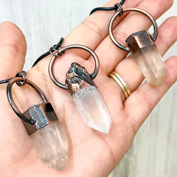 Magic Crystals Necklaces Natural Quartz Handcrafted Bronze Necklace