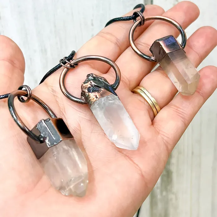 Magic Crystals Necklaces Natural Quartz Handcrafted Bronze Necklace