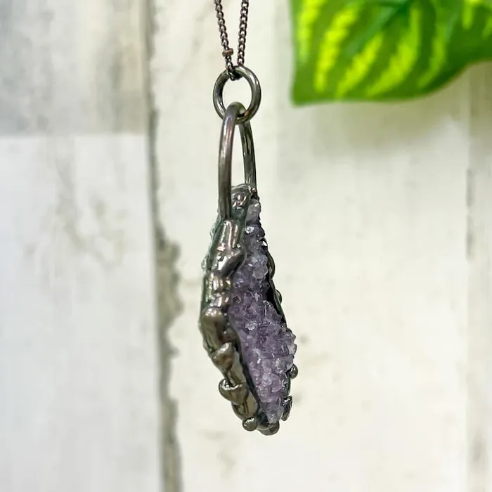 Magic Crystals Necklaces Natural Quartz Handcrafted Bronze Necklace