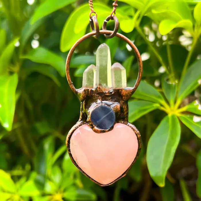 Magic Crystals Necklaces Natural Quartz Handcrafted Bronze Necklace