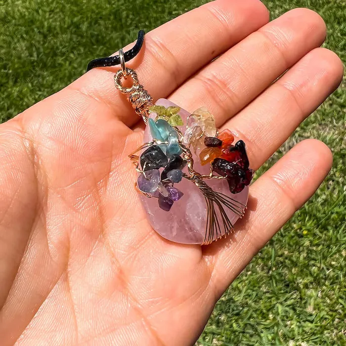 Magic Crystals Necklaces Rose Quartz Stone Pendant Necklace