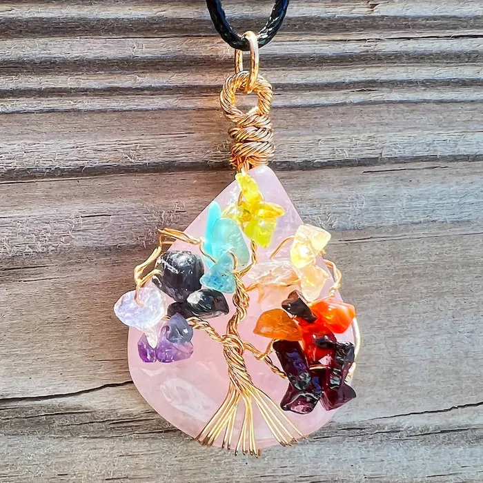 Magic Crystals Necklaces Rose Quartz Stone Pendant Necklace