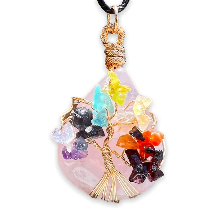 Magic Crystals Necklaces Rose Quartz Stone Pendant Necklace