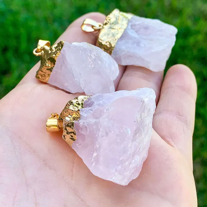 Magic Crystals Necklaces Rose Quartz Stone Pendant Necklace