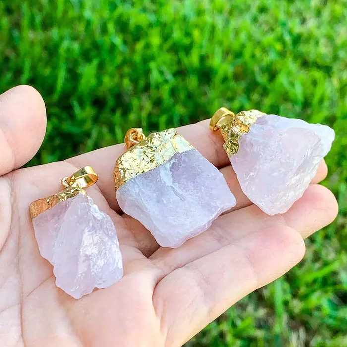 Magic Crystals Necklaces Rose Quartz Stone Pendant Necklace