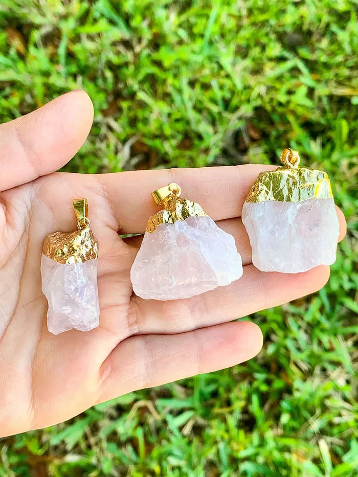 Magic Crystals Necklaces Rose Quartz Stone Pendant Necklace