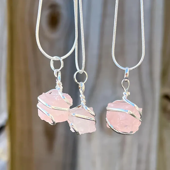 Magic Crystals Necklaces Rose Quartz Stone Pendant Necklace