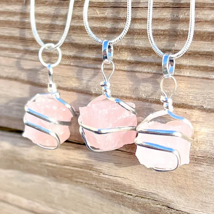 Magic Crystals Necklaces Rose Quartz Stone Pendant Necklace