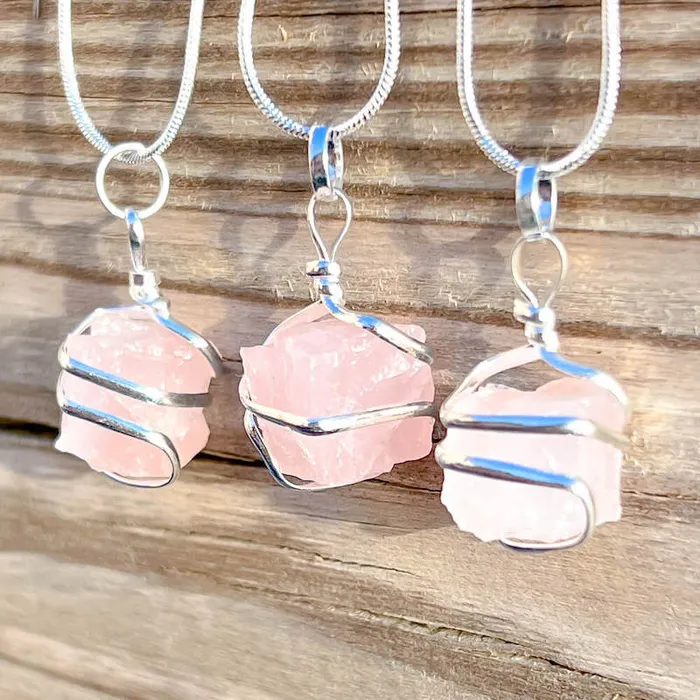 Magic Crystals Necklaces Rose Quartz Stone Pendant Necklace