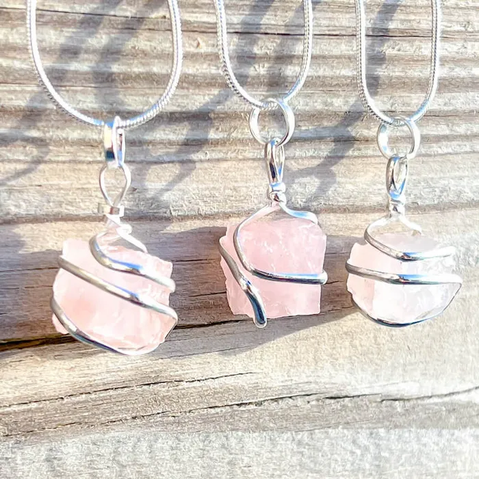 Magic Crystals Necklaces Rose Quartz Stone Pendant Necklace