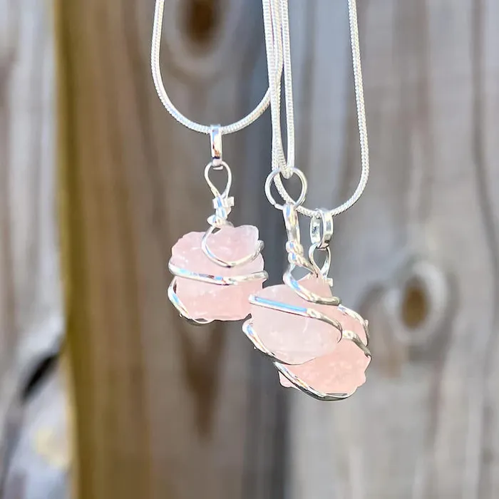 Magic Crystals Necklaces Rose Quartz Stone Pendant Necklace